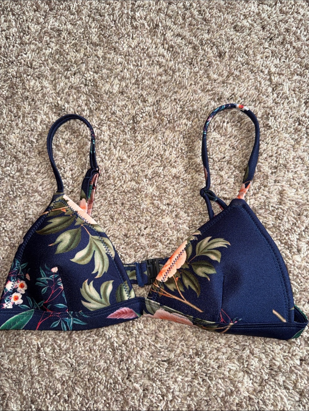 Triangl navy blue floral neoprene bikini top size small medium bottom - Picture 7 of 9